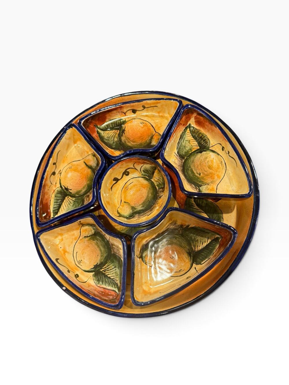 Vintage Mexican Majolica Contreras 12" Hand-Painted Fruit relish Serving Platter